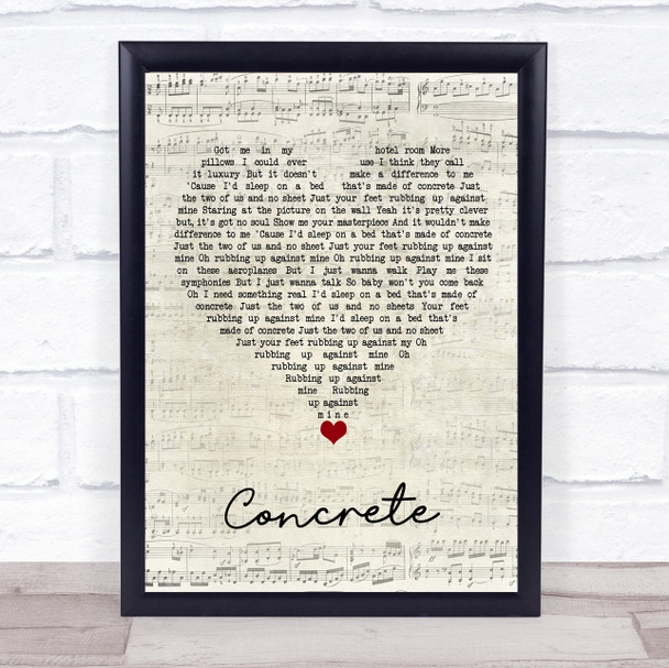 Tom Odell Concrete Script Heart Song Lyric Quote Music Print
