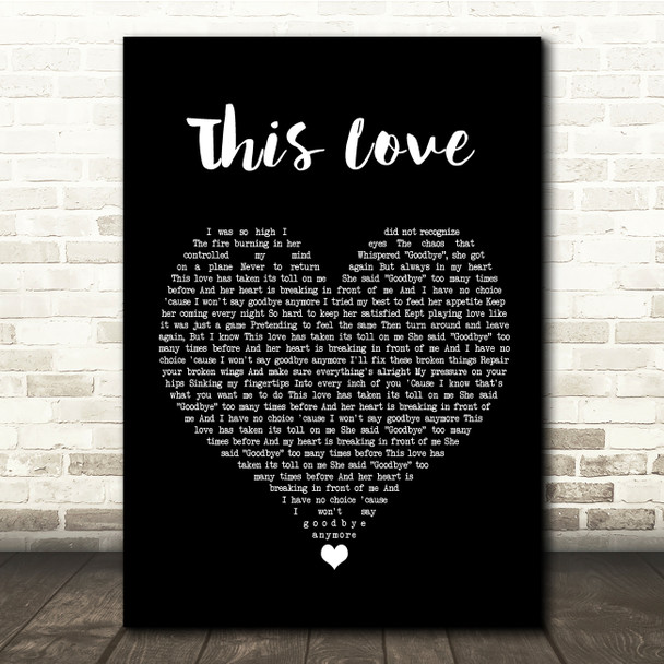 Maroon 5 This Love Black Heart Song Lyric Quote Music Print