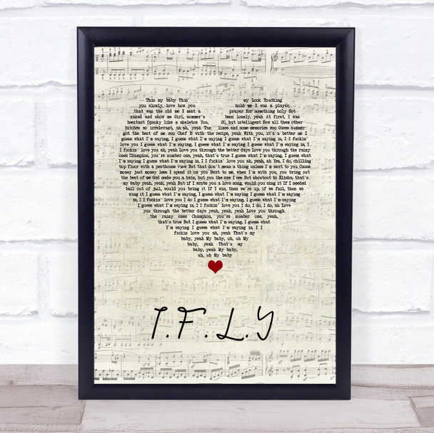 Bazzi I.F.L.Y. Script Heart Song Lyric Quote Music Print