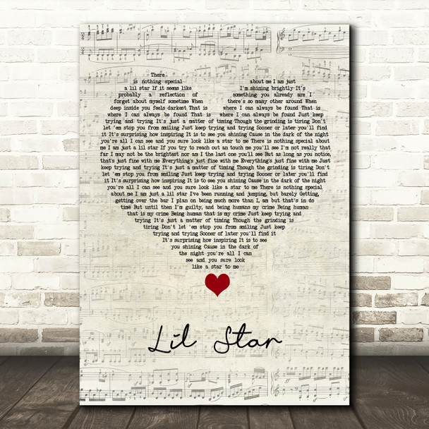 Kelis Lil Star Script Heart Song Lyric Quote Music Print