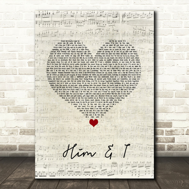 G-Eazy feat. Halsey Him & I Script Heart Song Lyric Quote Music Print