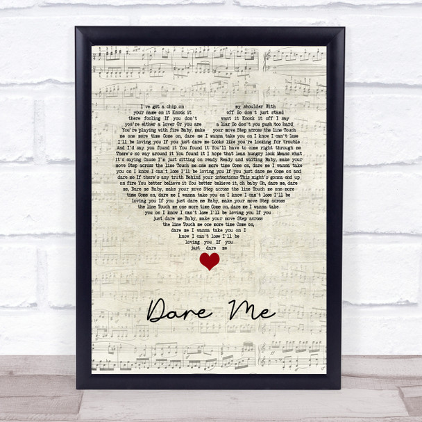 The Pointer Sisters Dare Me Script Heart Song Lyric Quote Music Print