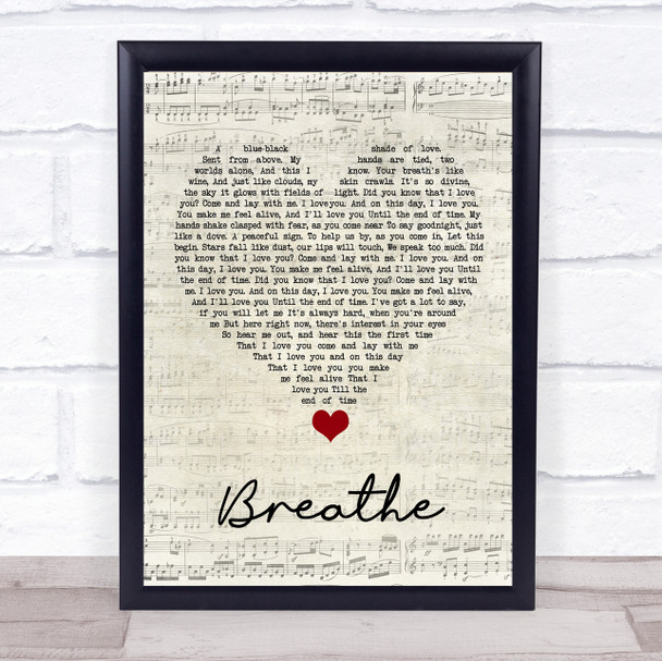 Angels & Airwaves Breathe Script Heart Song Lyric Quote Music Print