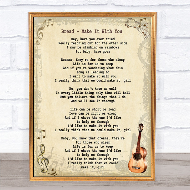 Bread Make It With You Song Lyric Vintage Quote Print