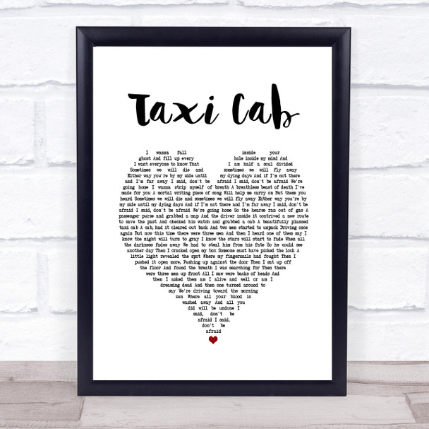 Twenty One Pilots Taxi Cab White Heart Song Lyric Quote Music Print