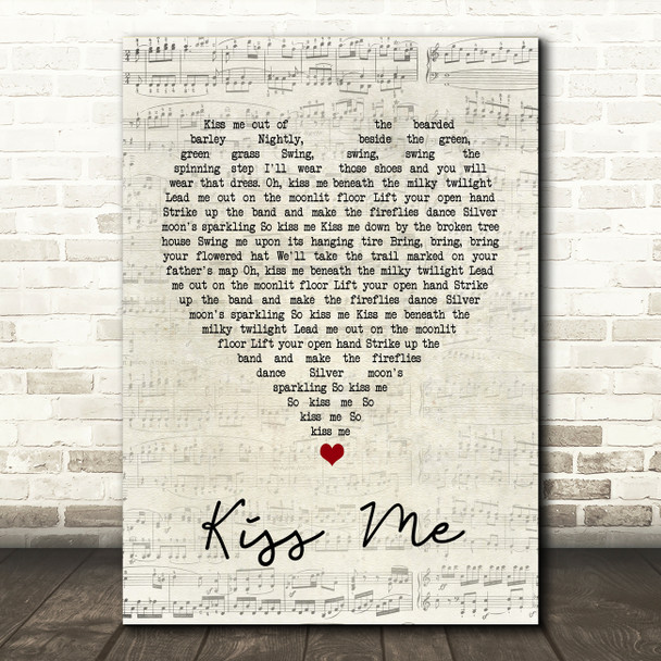 New Found Glory Kiss Me Script Heart Song Lyric Quote Music Print