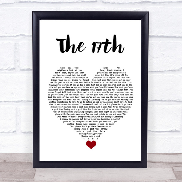 The Courteeners The 17th White Heart Song Lyric Quote Music Print
