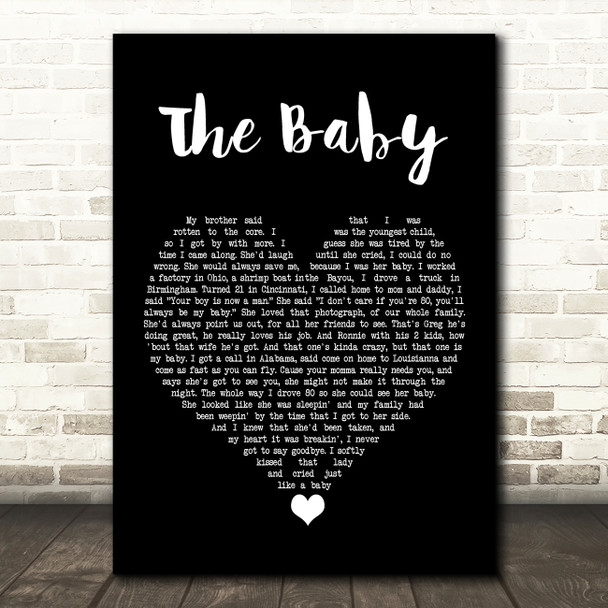 Blake Shelton The Baby Black Heart Song Lyric Quote Music Print