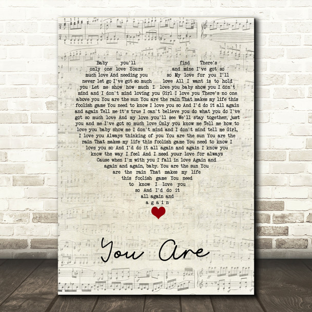 Lionel Richie You Are Script Heart Song Lyric Quote Music Print