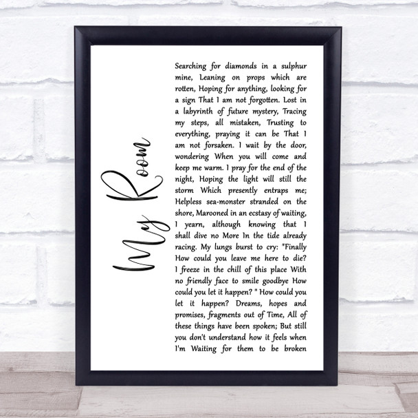 Peter Hammill My Room White Script Song Lyric Quote Music Print