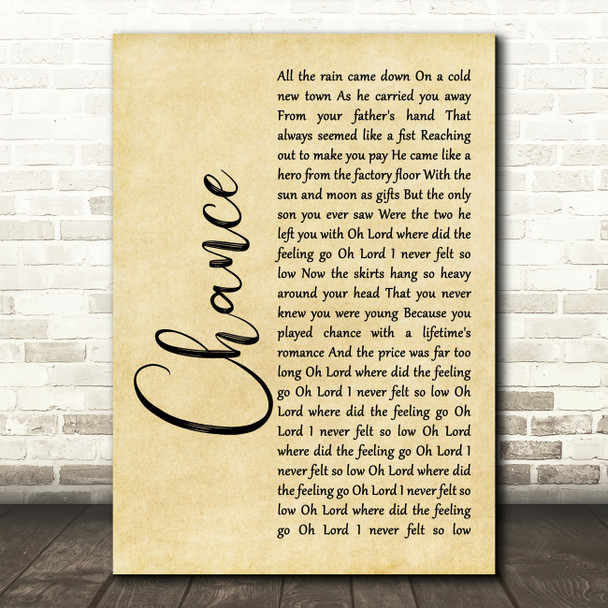 Big Country Chance Rustic Script Song Lyric Quote Music Print