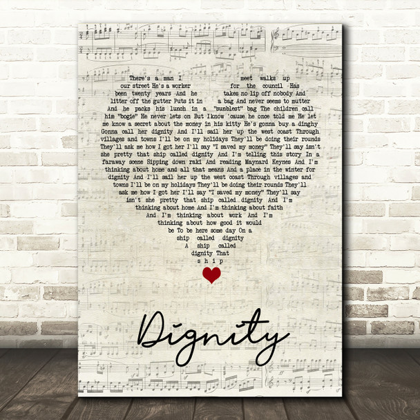 Deacon Blue Dignity Script Heart Song Lyric Quote Music Print