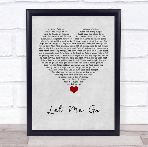 Gary Barlow Let Me Go Grey Heart Song Lyric Quote Music Print