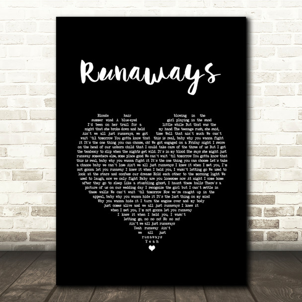 The Killers Runaways Black Heart Song Lyric Quote Music Print