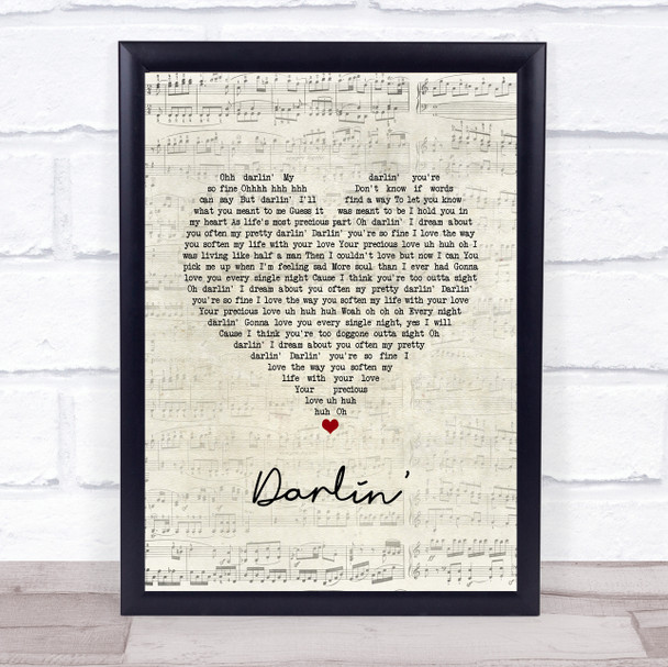 Beach Boys Darlin' Script Heart Song Lyric Quote Music Print