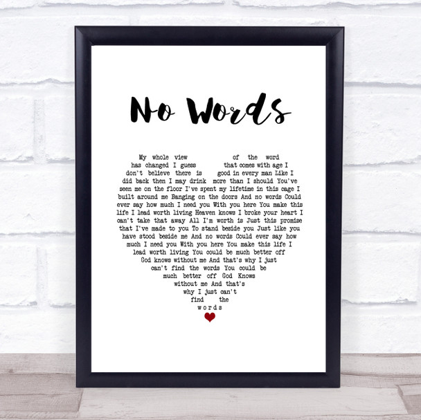 Cody Jinks No Words White Heart Song Lyric Quote Music Print