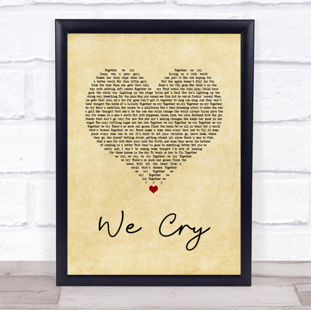 The Script We Cry Vintage Heart Song Lyric Quote Music Print