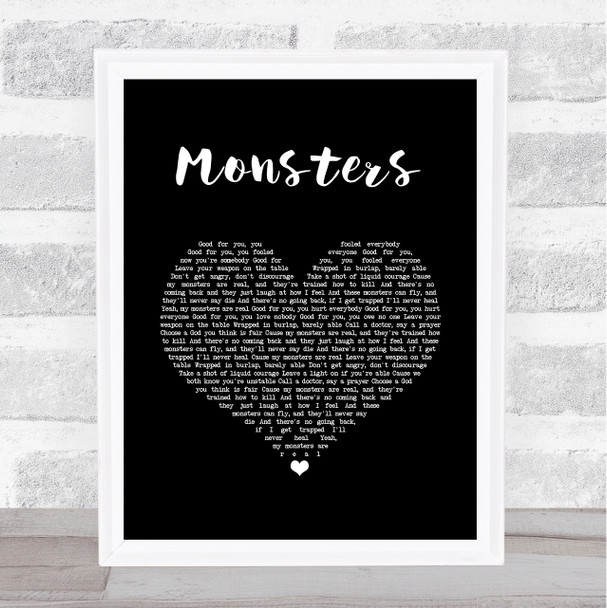 Shinedown MONSTERS Black Heart Song Lyric Quote Music Print