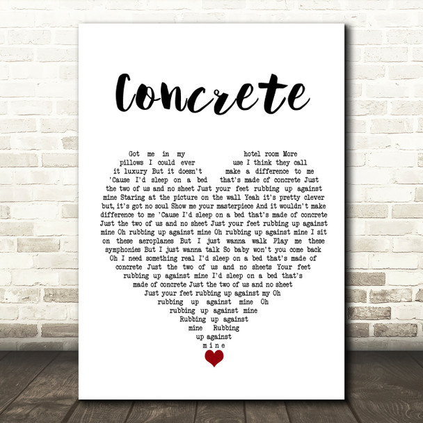 Tom Odell Concrete White Heart Song Lyric Quote Music Print