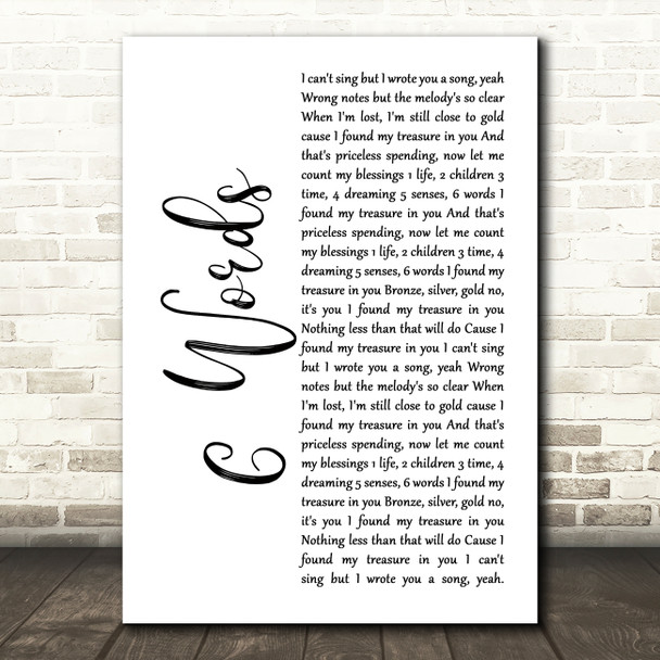 Wretch 32 6 Words White Script Song Lyric Quote Music Print