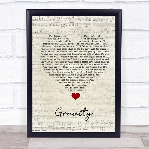 Wage War Gravity Script Heart Song Lyric Quote Music Print