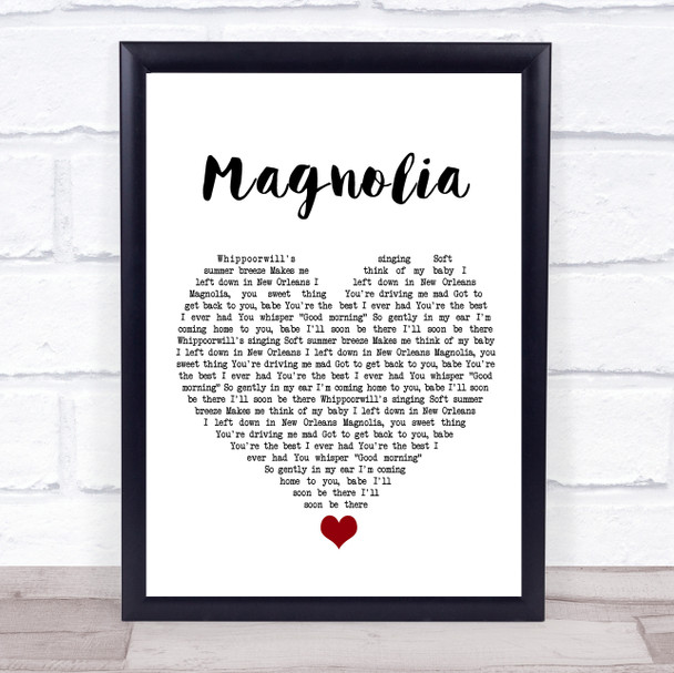 JJ Cale Magnolia White Heart Song Lyric Quote Music Print