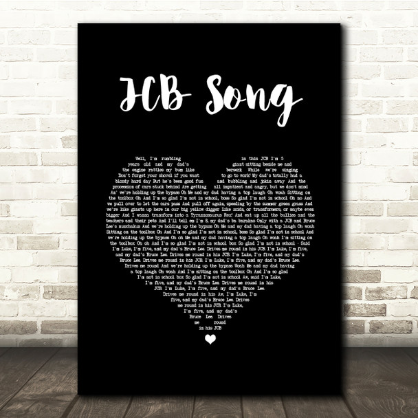 Nizlopi JCB Song Black Heart Song Lyric Quote Music Print