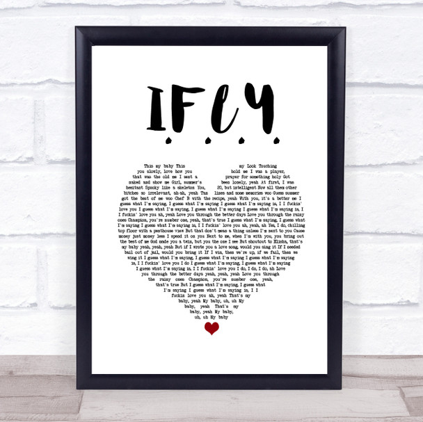 Bazzi I.F.L.Y. White Heart Song Lyric Quote Music Print