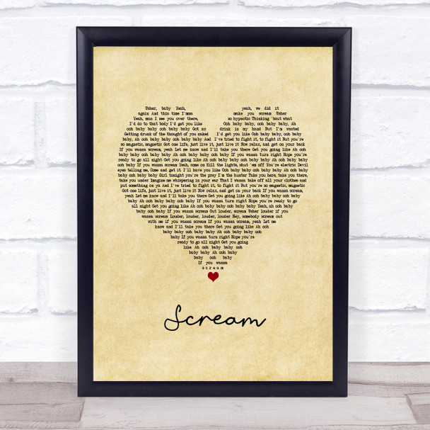 Usher Scream Vintage Heart Song Lyric Quote Music Print