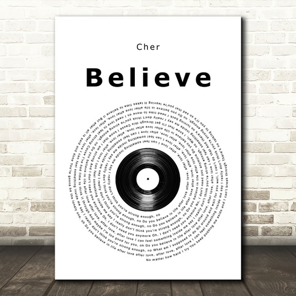 Cher Believe Vinyl Record Song Lyric Quote Music Print