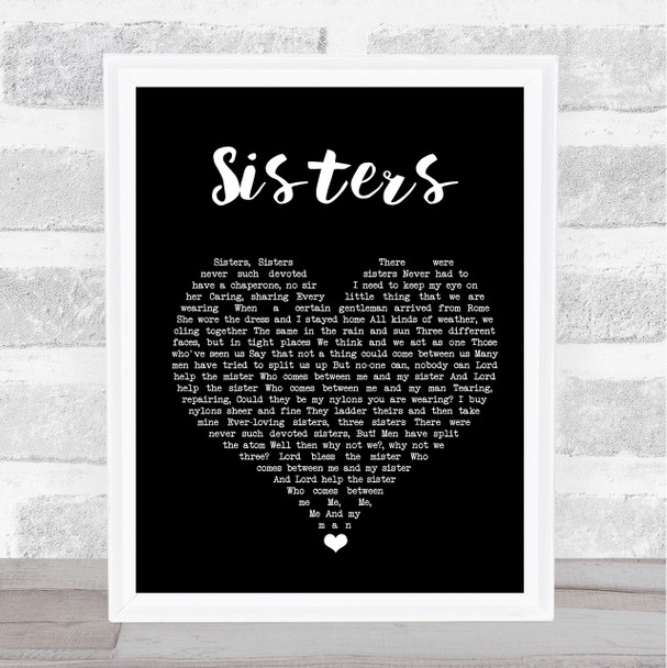 The Beverley Sisters Sisters Black Heart Song Lyric Quote Music Print