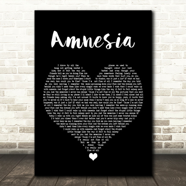 5 Seconds of Summer Amnesia Black Heart Song Lyric Quote Music Print
