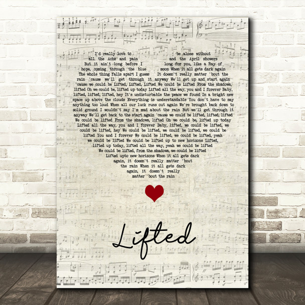 Lighthouse Family Lifted Script Heart Song Lyric Quote Music Print