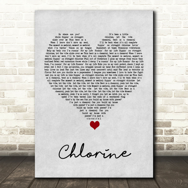 Twenty One Pilots Chlorine Grey Heart Song Lyric Quote Music Print