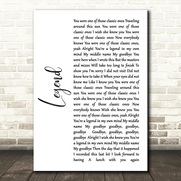 Twenty One Pilots Legend White Script Song Lyric Quote Music Print