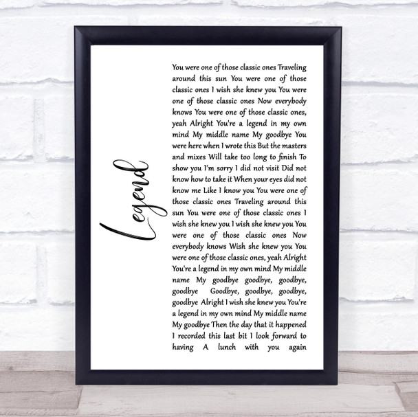 Twenty One Pilots Legend White Script Song Lyric Quote Music Print