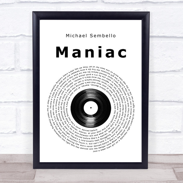 Michael Sembello Maniac Vinyl Record Song Lyric Quote Music Print