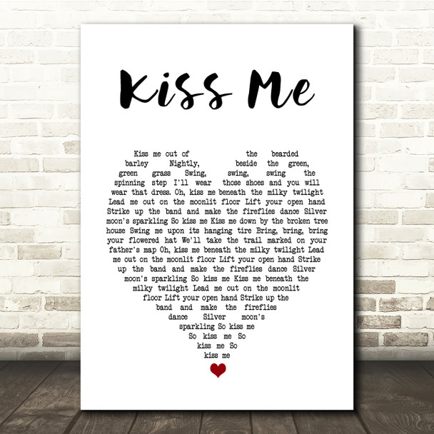 New Found Glory Kiss Me White Heart Song Lyric Quote Music Print