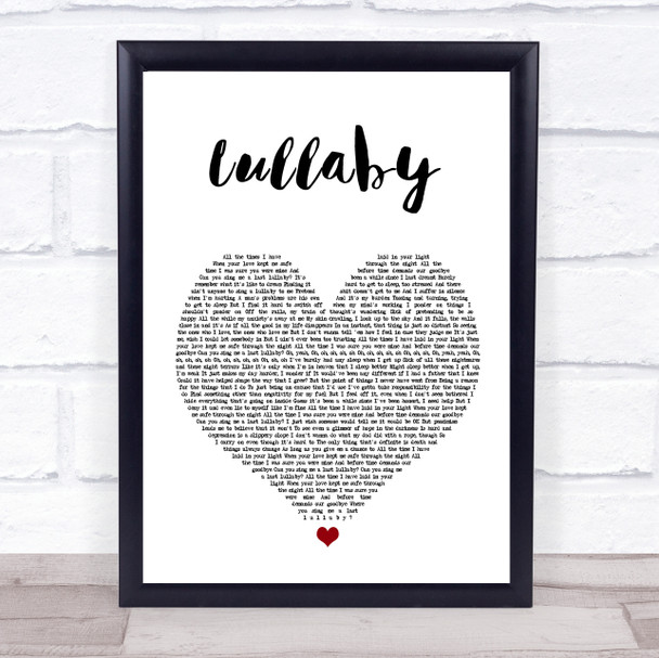 Professor Green Lullaby White Heart Song Lyric Quote Music Print