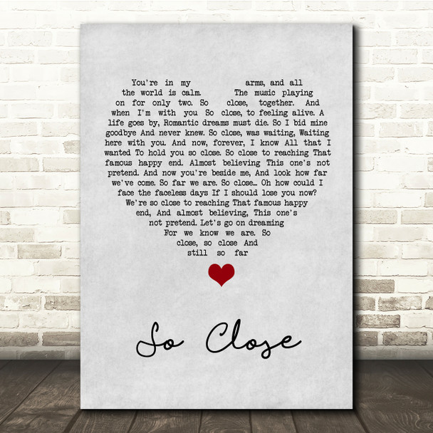 Jon McLaughlin So Close Grey Heart Song Lyric Quote Music Print