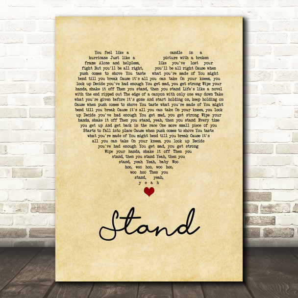 Rascal Flatts Stand Vintage Heart Song Lyric Quote Music Print