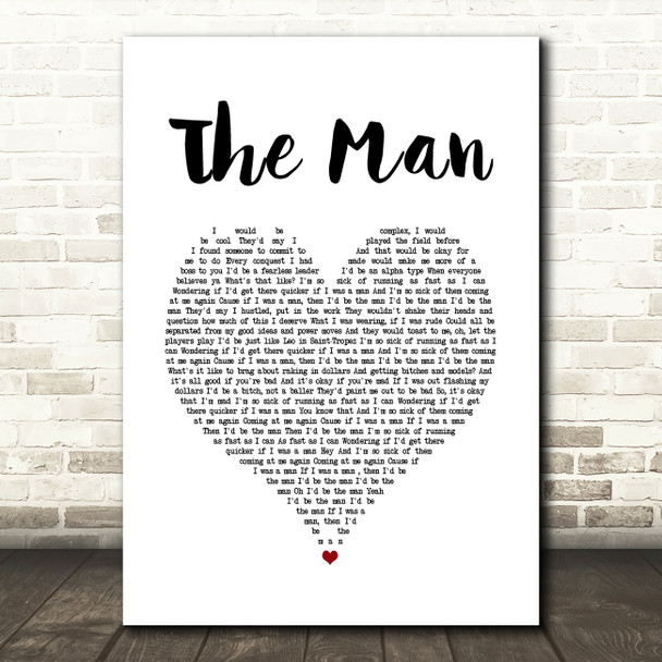 Taylor Swift The Man White Heart Song Lyric Quote Music Print