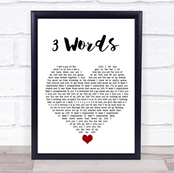 Cheryl Cole 3 Words White Heart Song Lyric Quote Music Print