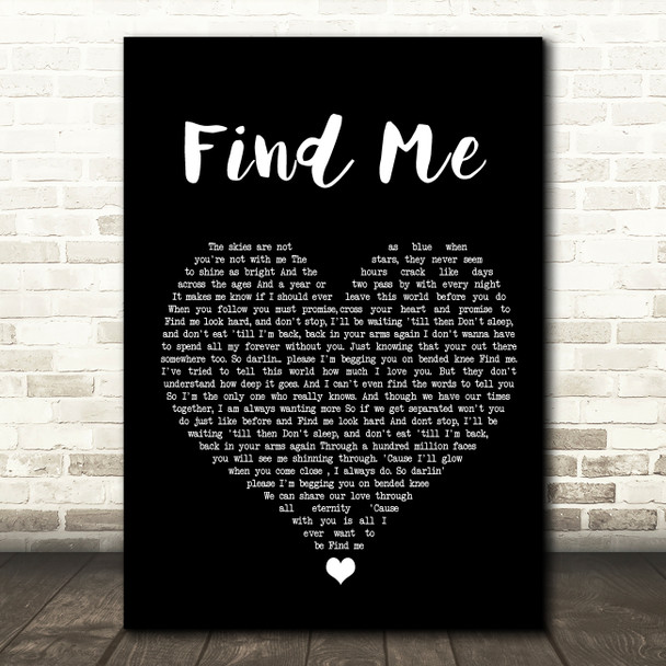 David Gates Find Me Black Heart Song Lyric Quote Music Print