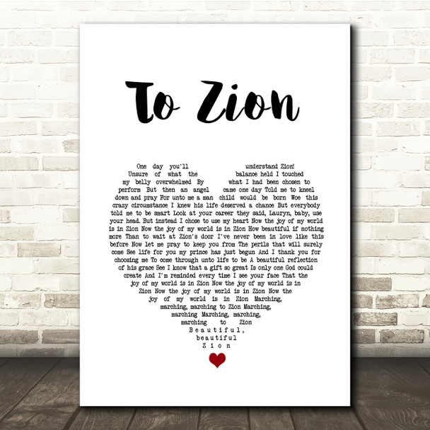 Lauryn Hill To Zion White Heart Song Lyric Quote Music Print