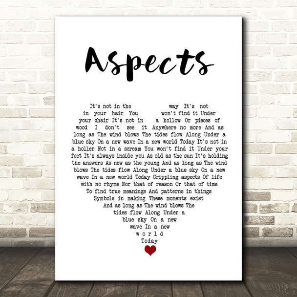 Paul Weller Aspects White Heart Song Lyric Quote Music Print