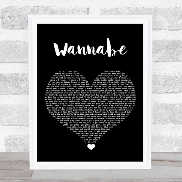 Spice Girls Wannabe Black Heart Song Lyric Quote Music Print