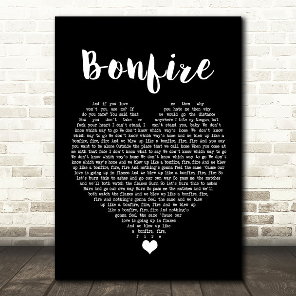 The Hunna Bonfire Black Heart Song Lyric Quote Music Print
