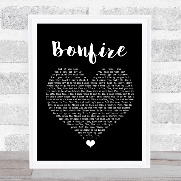 The Hunna Bonfire Black Heart Song Lyric Quote Music Print