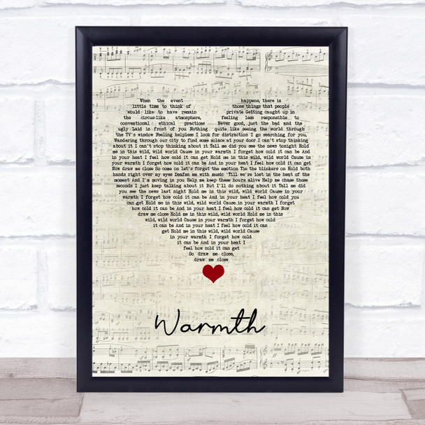 Bastille Warmth Script Heart Song Lyric Quote Music Print